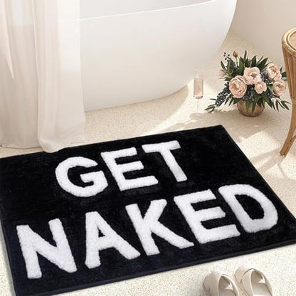 KOEXM Get Naked Bath Mat Black Bathroom Rugs 20" x 32" Non Slip