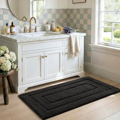 DEXI Bathroom Rugs 36x24, Non-Slip and Absorbent Bath Mat, Black