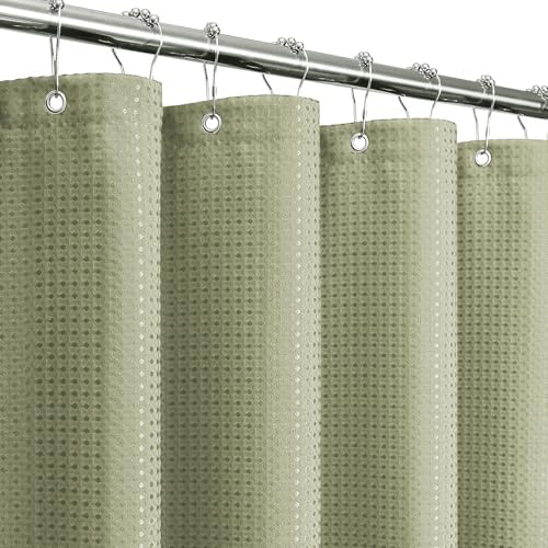 Gibelle 230GSM Heavy Duty Fabric Sage Green Shower Curtain, 72 X 72