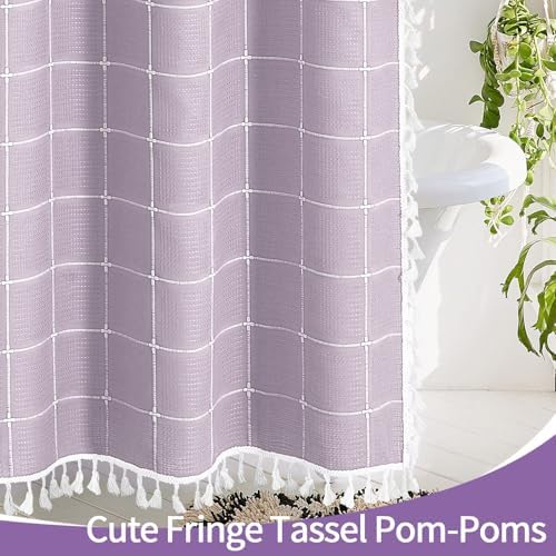 Gibelle Lavender Boho Farmhouse Shower Curtain for Bathroom 72x72