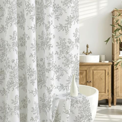 Grey Floral Shower Curtain W72*L72 Inches Long