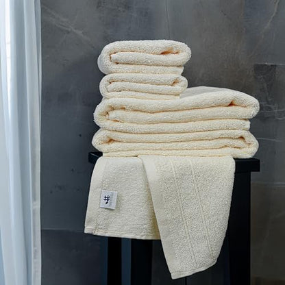 Tens Towels 8 Piece Towel Set, 2 XL Bath, 2 Hand, 4 Washcloth, Cream