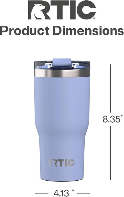 RTIC 30oz Essential Tumbler with Lid, Ceramic Lined, Insulated, Stainless Steel, Metal, Double Wall Vacuum-Insulation, Travel Cup for Iced Coffee, Tea, Hot and Cold Drink, Periwinkle
