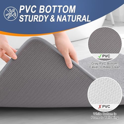 OLANLY Memory Foam Bathroom Runner Rug 59x24, Absorbent Long Bath Mat, Grey