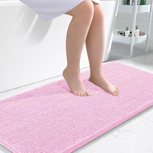 OLANLY Bathroom Runner Rugs 47x24, Extra Soft Absorbent Chenille Bath Rugs