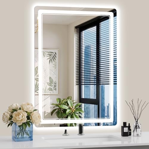 24"x36" LED Bathroom Mirror with Lights, Backlit + Front Lit, Anti-Fog, Lighted Bathroom Mirror for Wall, HD Shatterproof Tempered Glass, Dimmable, Memory Function (Horizontal/Vertical)