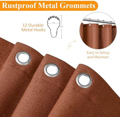 Naturoom Linen Shower Curtain 72 Inch Long for Bathroom Terracotta 1 Panel