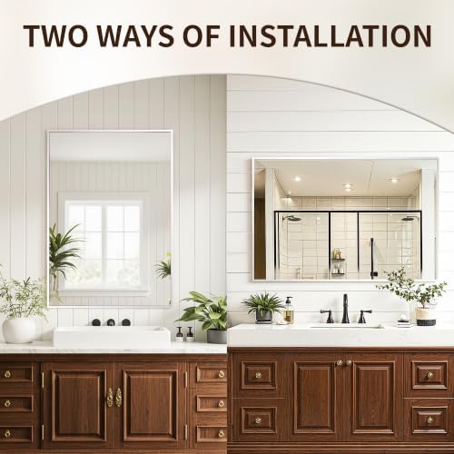 FICTOR Bathroom Vanity Mirror for Over Sink, 30" x 36", Silver