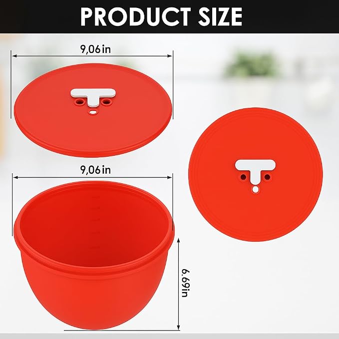 3-Pack Silicone Bowl Liners with Lids for KitchenAid 4.5-Qt Tilt-Head Bowls Only, 2mm Extra-Thick Premium Silicone, Built-In Air Vents for Dough Proofing, Dishwasher Safe, BPA-Free