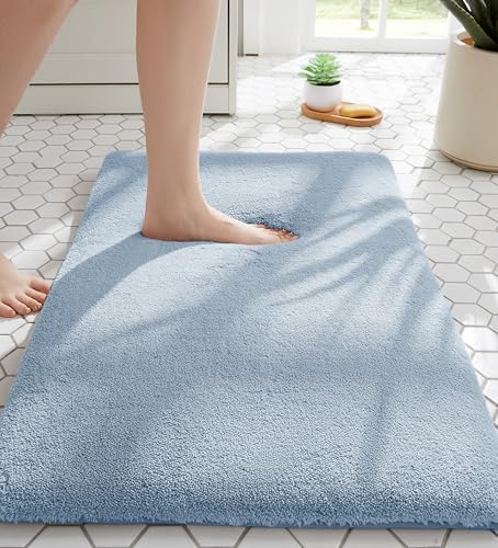 MINIDEAR Bathroom Rugs 32x20 Light Blue - Thick Memory Foam Bath Mat, Ultra Soft & Plush Non-Slip, Quick Dry, Absorbent Washable Floor Microfiber Mat for, Home Decor Accessories