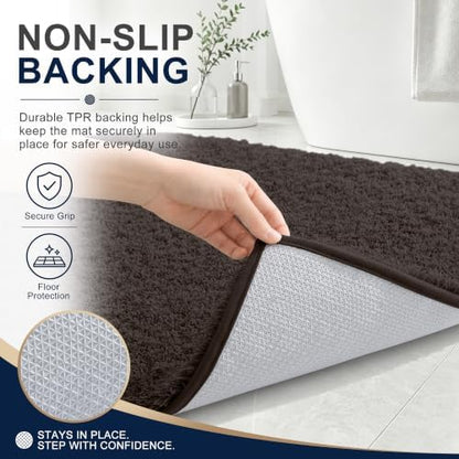 OLANLY Microfiber Bathroom Rugs 34x21, Ultra Soft Bath Mat, Dark Brown