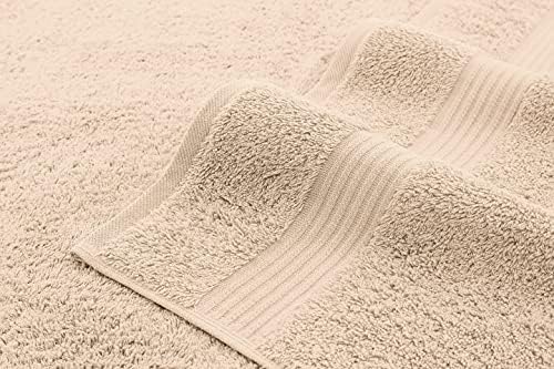 American Veteran 6 Piece Luxury Towel Set, 100% Cotton Turkish Towels - 2 Bath, 2 Hand, 2 Washcloths, Beige