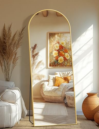 Arched Full Length Mirror, 70"x24" Standing Body Mirror for Wall, Gold