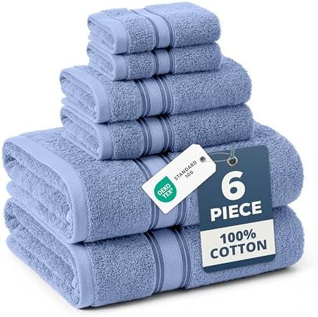 LANE LINEN Towel Set for Bathroom 6 Piece Soft Absorbent Quick Dry - Allure