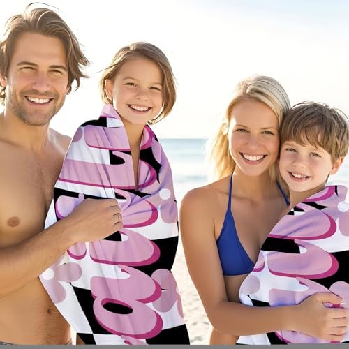 JML Personalized Beach Towel with Name, Custom Flower Beach Towel, Customized Microfiber Pool Towel, Quick Dry & Absorbent Swim Towel for Adult,Mother's Day, Birthday, Summer Holiday,Vacation