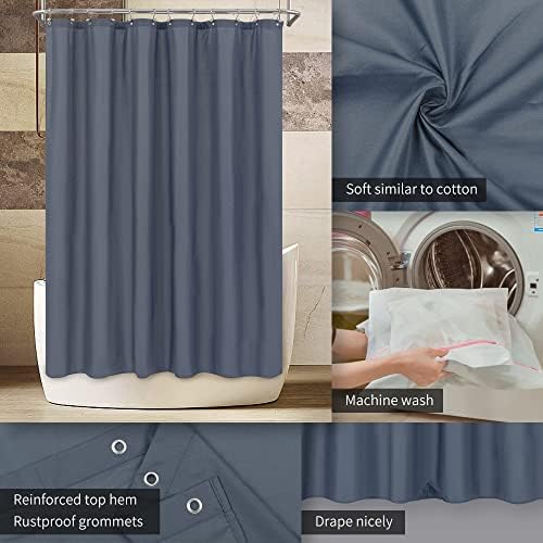 ALYVIA SPRING Extra Long Fabric Shower Curtain or Liner Stone Blue, 72x84