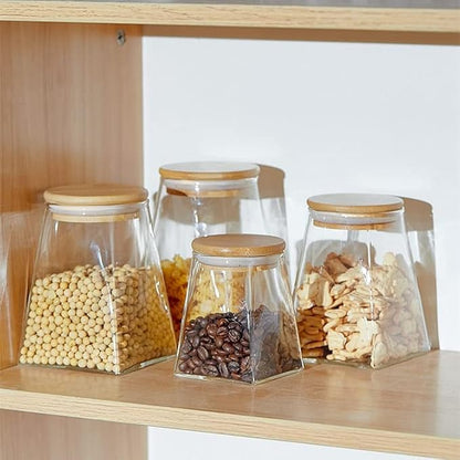 Glass Jars with Lids, Candy Jar with Lid, Coffee jar for Counter, Jar with Airtight Lids, Clear Glass Jar for Candy, Tea, Coffee Bean, Sugar, Spices, Apothecary etc (32oz/950ml)