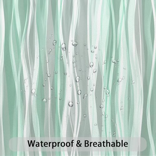 Moonslim Sage Green Grey Ombre Shower Curtain, Modern Wavy Abstract Striped Line Bathroom Curtain, Waterproof Fabric Bath Decor, 72 x 72 Inch