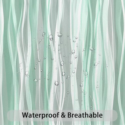Moonslim Sage Green Grey Ombre Shower Curtain, Modern Wavy Abstract Striped Line Bathroom Curtain, Waterproof Fabric Bath Decor, 72 x 72 Inch