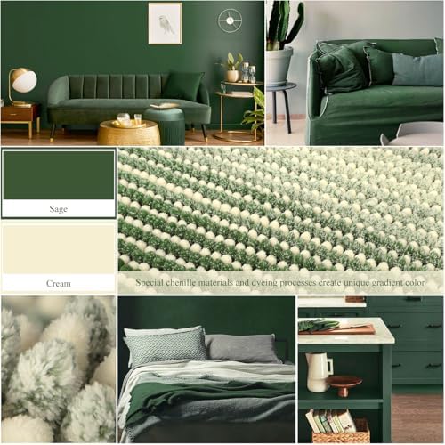 BSICPRO Bathroom Rugs, 17x24 Chenille Bath Mats, Green