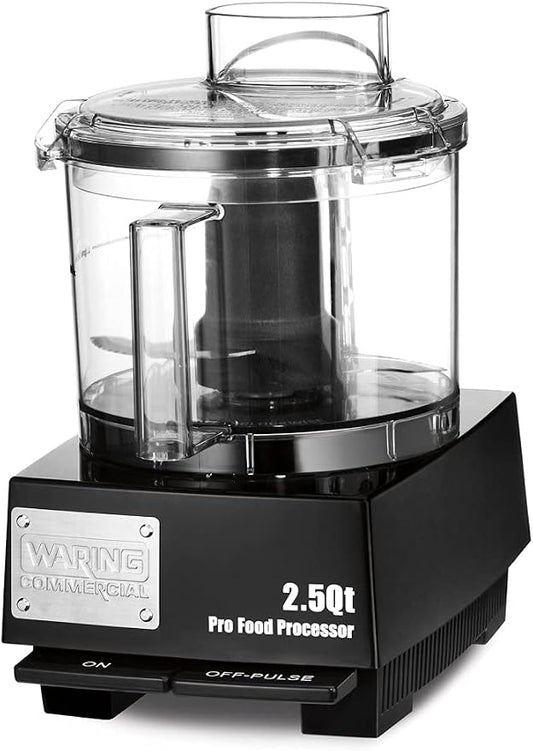 Waring Commercial Food Processor, 2.5 Quart Capacity with Flat Lid, 3/4 Horsepower Motor, Vegetable Chopper for Professional Kitchens, WFP11SW