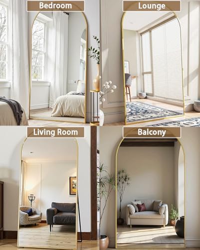Dewfig Full Length Mirror, 70"x26" Arched Full Body Mirror, Gold