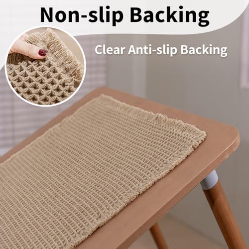 Waffle Bath Mat, Boho Bathroom Rug Non Slip Washable, 18 x 30, Khaki