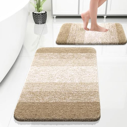 OLANLY Micorfiber Bathroom Rug Set 2 Piece, 30"x20"+24"x16"