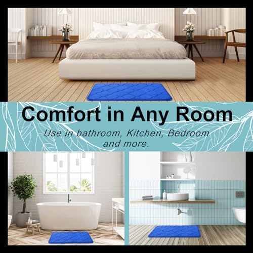 OLANLY Memory Foam Bath Mat Rug 59x24, Ultra Soft Bathroom Rugs, Royal Blue