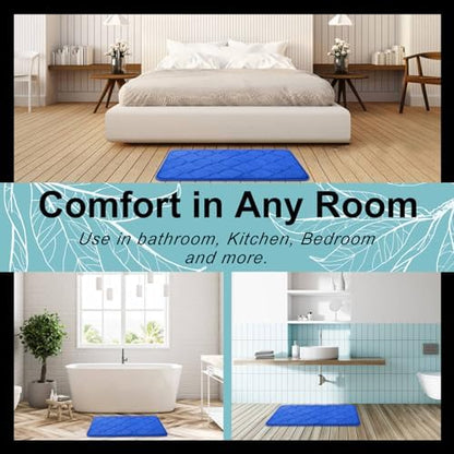 OLANLY Memory Foam Bath Mat Rug 59x24, Ultra Soft Bathroom Rugs, Royal Blue