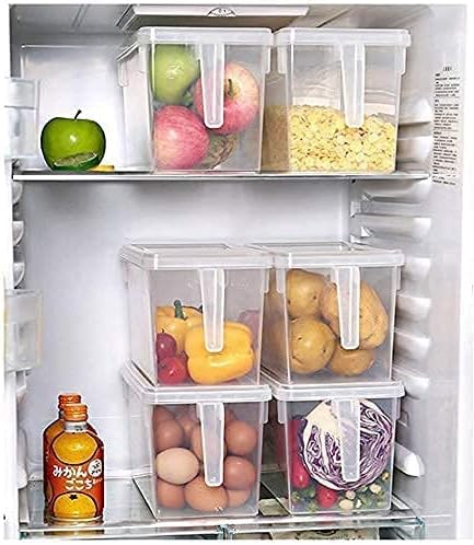 Plastic Food Storage Bins with Lids for Fridge 4 Pack Produce Saver Containers for Refrigerator Organization Stackable Freezer Organizer Fresh Keeper Container For Kitchen Pink