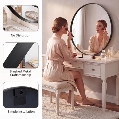 Sweetcrispy Round Bathroom Wall Mirror, Circle Vanity Mirror, 30 Inch