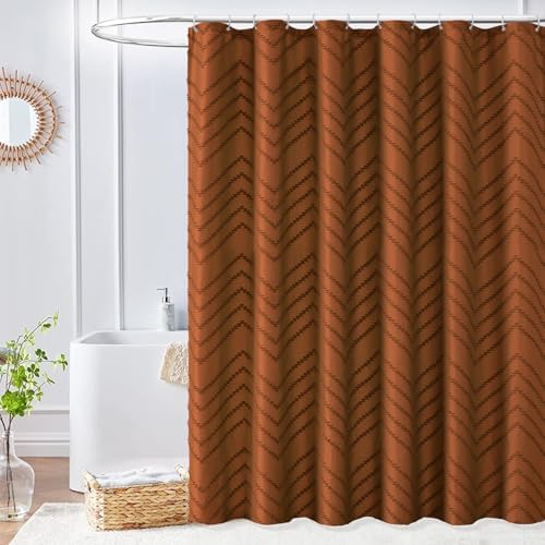 Orange Boho Fabric Shower Curtain 72 x 84 Inches