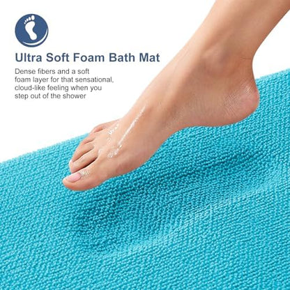 OLANLY Thick Memory Foam Bathroom Rugs 30x20, Absorbent Bath Mat, Aqua Sky