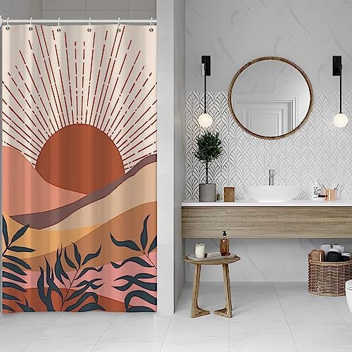 Boho Terracotta Shower Curtain for Bathroom 54x72 Inch