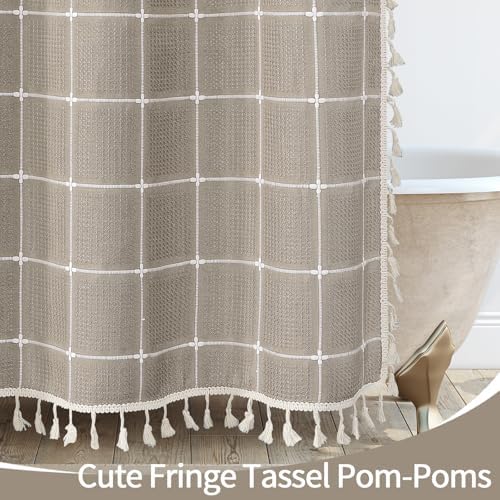 Gibelle Extra Long Boho Farmhouse Shower Curtain for Bathroom 72x84