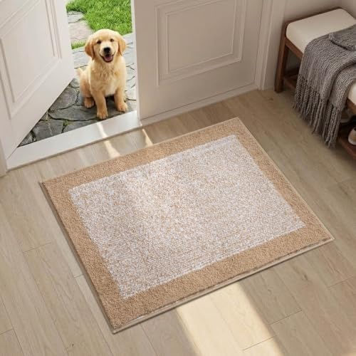 Bathroom Rugs 24x17 Non Slip Washable, Soft Absorbent Bath Mat Beige