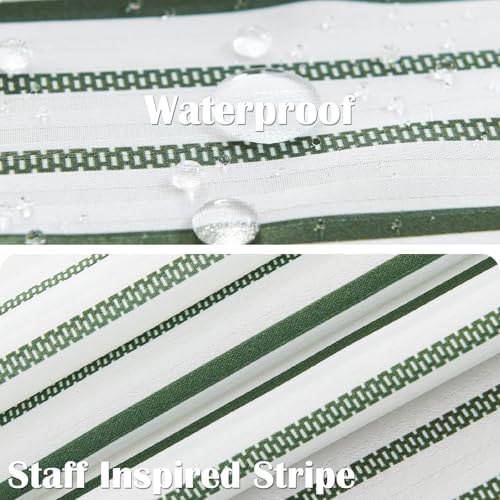 jinchan Extra Long Shower Curtain 84 Inch Length Green and White Modern Farmhouse Striped Waterproof Fabric Shower Curtains for Bathroom with 12 Hooks Machine Washable 70x84 Inches