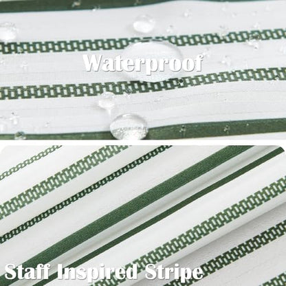 jinchan Extra Long Shower Curtain 84 Inch Length Green and White Modern Farmhouse Striped Waterproof Fabric Shower Curtains for Bathroom with 12 Hooks Machine Washable 70x84 Inches