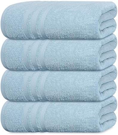 Tens Towels 4 Piece Bath Towels 27x54 Inches, Sky Blue