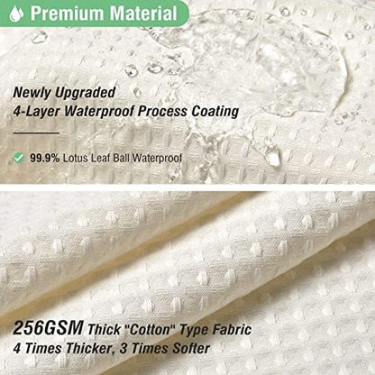 Dynamene Waffle Shower Curtain 256 GSM Heavy Duty Fabric 72x72 Cream/Ivory