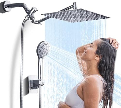 Rain Shower Head with Handheld Spray Combo, 10 Inch, High Pressure, Chrome