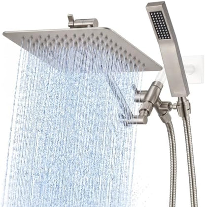 G-Promise All Metal 8" Rain Shower Head with Handheld for Bathroom Upgrade