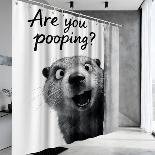 Extra Tall Shower Curtain XL Funny Grey Otter, 70 x 84 Inchs