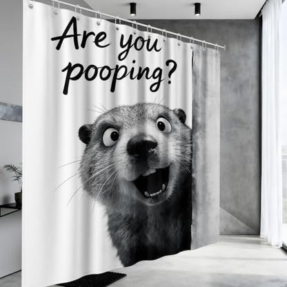 Extra Tall Shower Curtain XL Funny Grey Otter, 70 x 84 Inchs