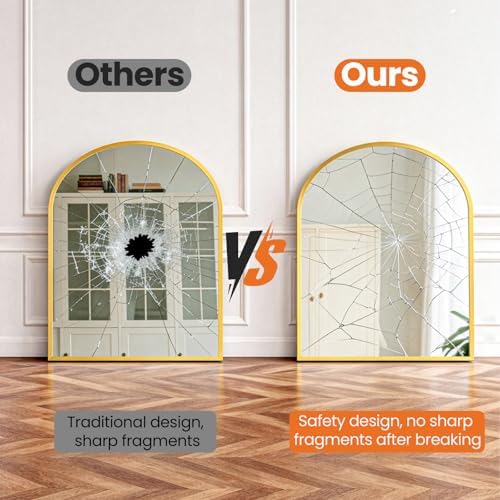 Sweetcrispy 31x32 Bathroom Mirrors for Wall, Arched Mirror for Over Sink