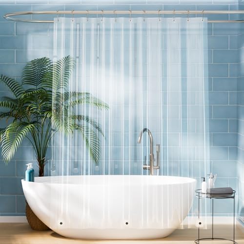 Titanker Plastic Shower Curtain Liner, Clear Shower Liner PEVA 66x72 Lightweight Waterproof Shower Curtains for Bathroom with Magnets and Rustproof Grommets