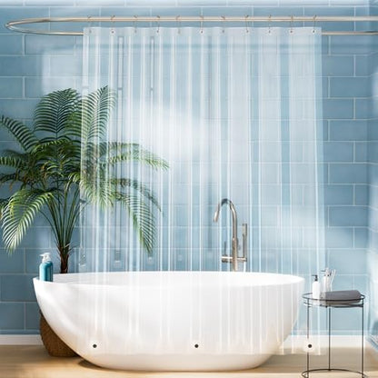 Titanker Plastic Shower Curtain Liner, Clear Shower Liner PEVA 66x72 Lightweight Waterproof Shower Curtains for Bathroom with Magnets and Rustproof Grommets