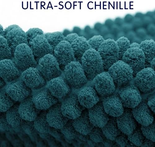 SUBRTEX Bathroom Rugs, 24" x 44" Chenille Bath Rug Soft Short Plush Bath Mat Soft Shower Mat Water Absorbent Shower Mat Quick Dry Machine Washable, Teal