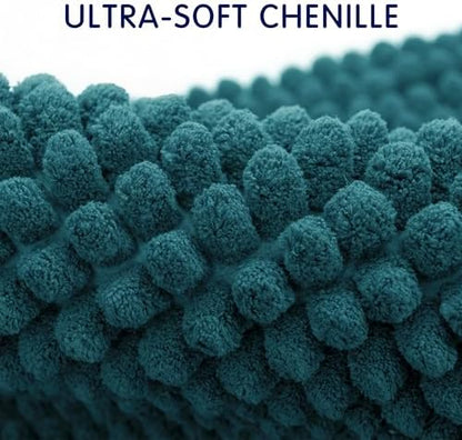 SUBRTEX Bathroom Rugs, 24" x 55" Chenille Bath Rug Soft Short Plush Bath Mat Soft Shower Mat Water Absorbent Shower Mat Quick Dry Machine Washable, Teal